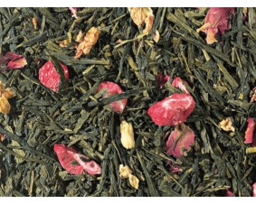 Herbata zielona Sencha z truskawką i lychee premium 100 g.