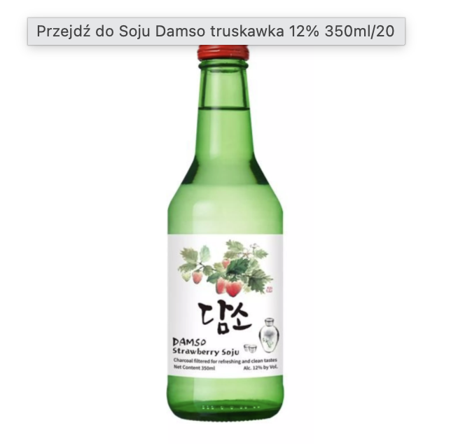 Soju koreański napój truskawkowy Damso 350 ml 