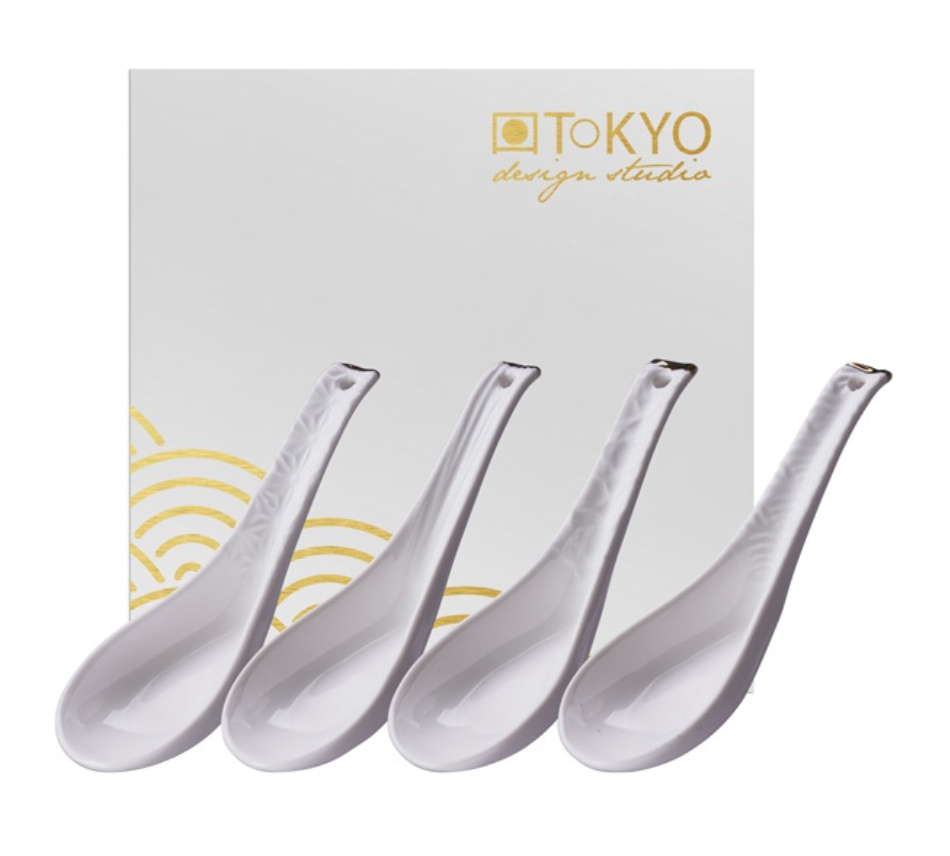 Komplet japońskich łyżek White Gold 4 sztuki