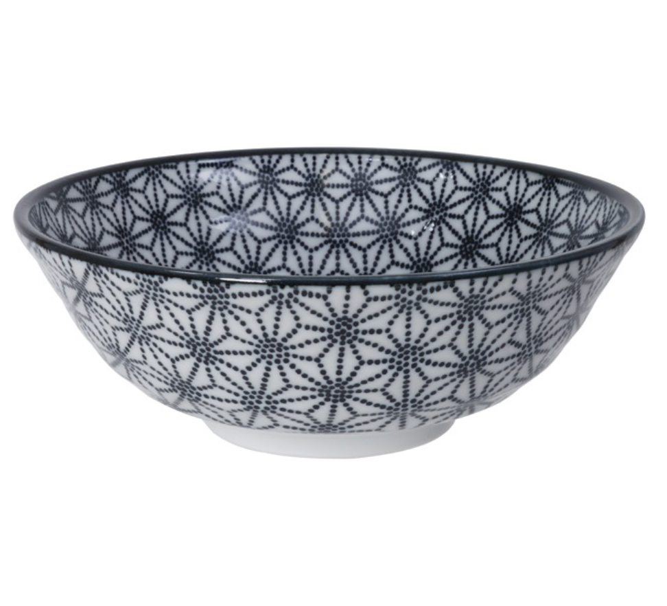 Ceramiczna miska do ramenu czarno – biała 21,5 x 7 cm