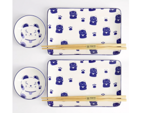 Zestaw do sushi niebieskie koty dla 2 osób